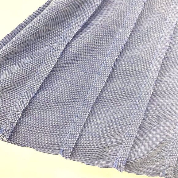 Olive + Oak Blue Raw Edge Cut Pleated Circle Skater Mini Skirt - Picture 7 of 11